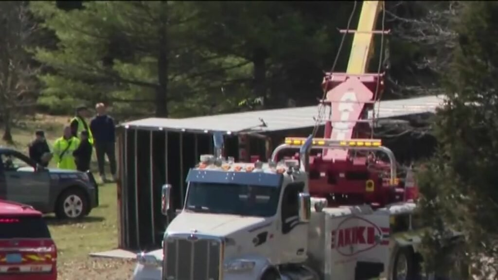 Tractor-trailer rolls over on I-95 in Dedham - Boston News,